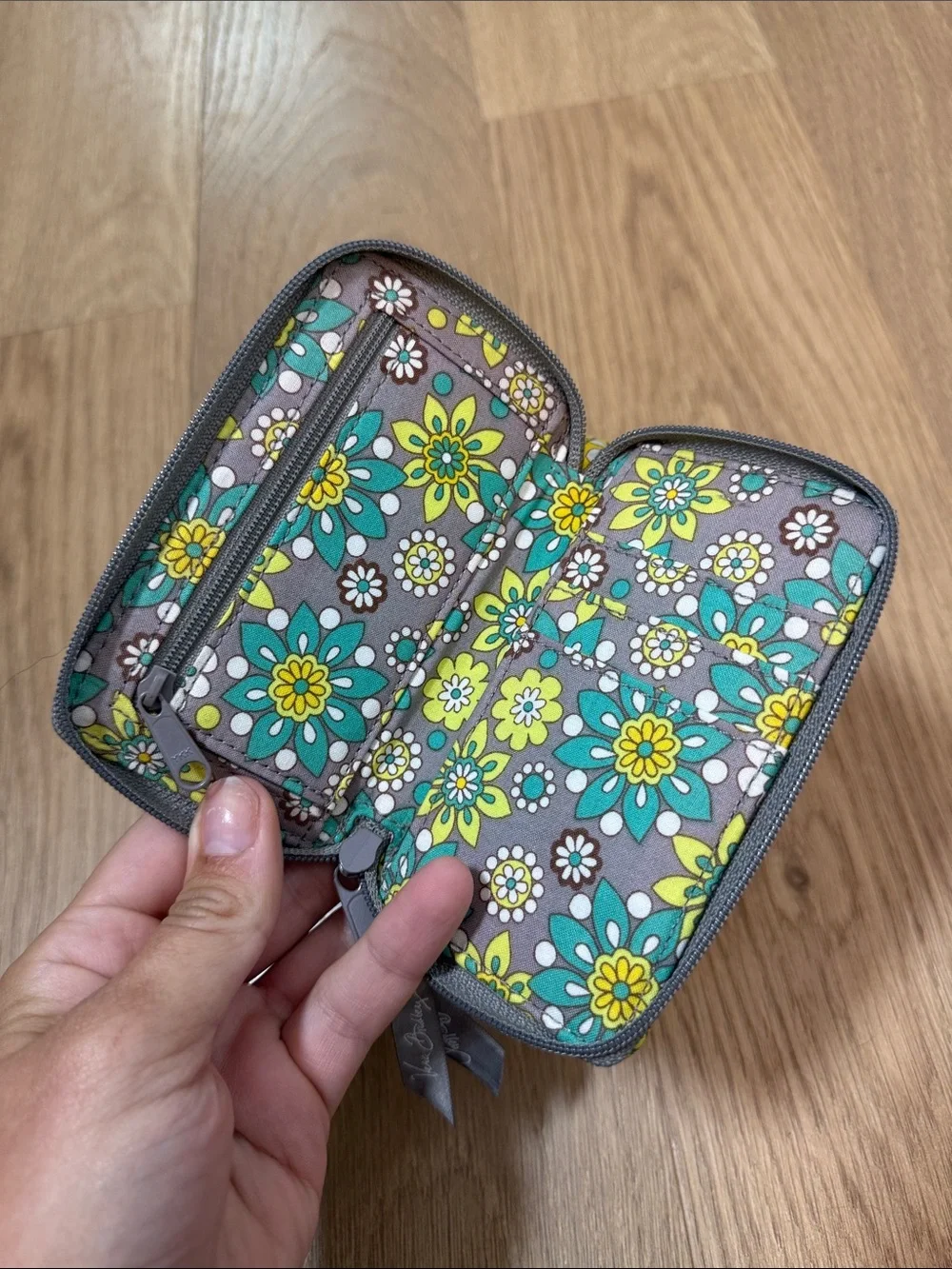 Vera Bradley Yellow & Green Floral Wristlet Wallet with Strap